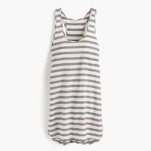 Linen-cotton racerback tunic in stripe